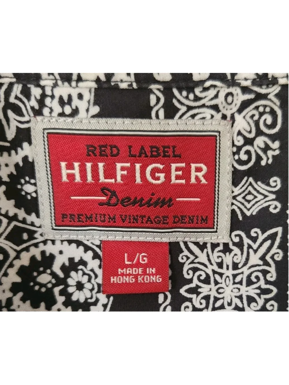 Vintage Tommy Hilfiger Red Label Shirt Mens Large Short Sleeve Button Up Paisley - Picture 2 of 9